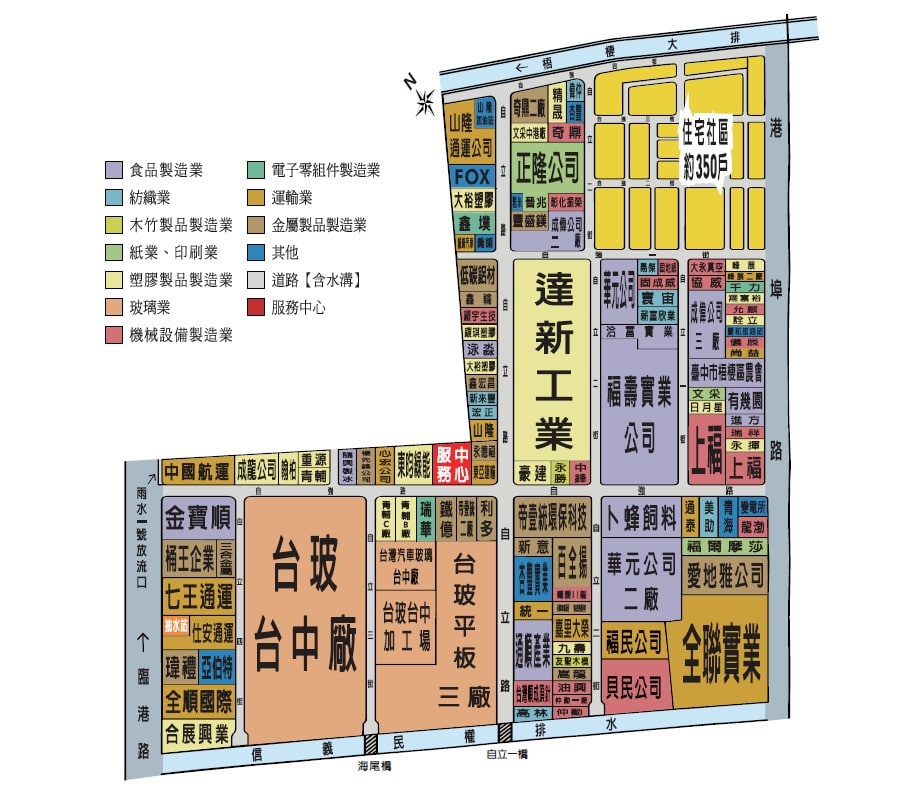 台中港關連產業園區廠商位置圖